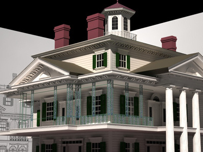 Haunted Mansion 3D Render 3d animation architecture disney disneyland haunted mansion model new orleans square