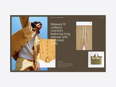 Exploration #11 bag branding clothing ecommerce experiment exploration interface layout minimal outfit pants products sand shirt shop slider typography ui ux webdesign