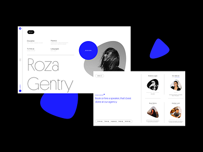 Speakers blue booking branding detail ecommerce experiment exploration layout minimal overview profile profiles shapes shop speakers typography ui ux webdesign webshop