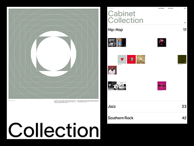 Cabinet cabinet collection design exploration grid hip hop jazz layout lines logo lp minimal music overview rap rock squares ui ux webdesign
