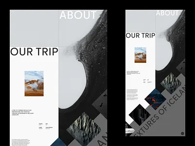 Iceland about about us blog design exploration grid height iceland journal layout longitude minimal muted reykjavik travel traveling trip ui ux webdesign