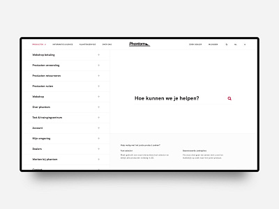 Phantom ecommerce faq help minimal search ui webdesign webshop