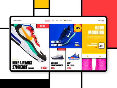 Limited Sneakers bauhaus bold colorful ecommerce incentro mondrian mondrianism mondrianizm nike sneakers ui ux webdesign