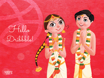 Hello Dribbbble from Sporg illustration indian wedding card invitation design telugu wedding wedding card