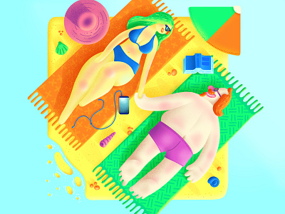 Summer Love character colors couple design hot illustration ipad love man procreate summer sun tan woman