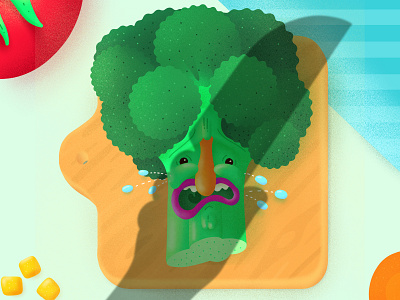 Chop! brocoli character chop colors cook design illustration ipad kinfe procreate recipe vegetable