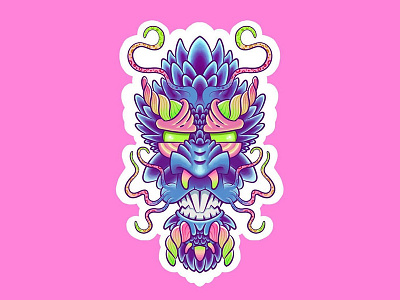 Dribbble dragon character dragon face illustration illustrator photoshop pink