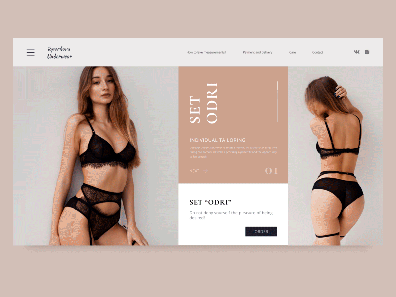 Animation slider for underwear store