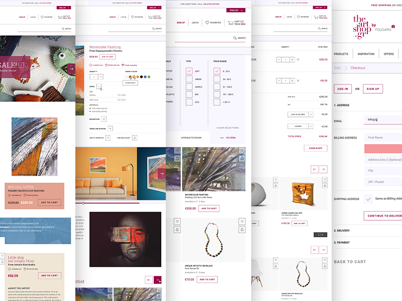 The Artshop e-shop redesign [En Version] art cart page case study checkout page e-commerce e-shop filters product page ui ux