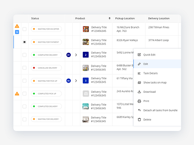 Dashboard Screen dashboard deliveries delivery management ui