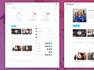 Strongr Dash Rebound clean dashboard graphs interface stats teams ui user interface