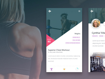 Mobile Strength brand clean data design fitness profile responsive tags ux video visual