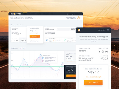 The Southern Way clean dashboard date graphs lines payment ui