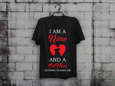 Nurse and Cat Mom T shirt Design apparel clothing custom t shirt design illustration merch by amazon shirts red bubble t shirt designer teespring typography