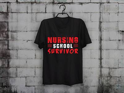 Nursing School Survivor T-shirt Design apparel custom t shirt design illustration merch by amazon shirts nurses t shirt design t shirt designer teespring typography