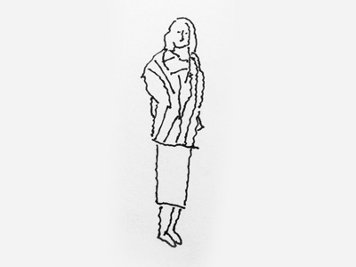 Woman in a fur coat and a long skirt illustration ink woman