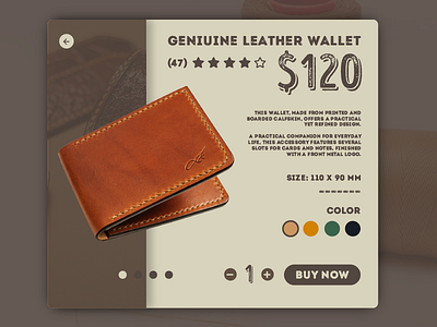 Daily UI Challenge Day #12 - E-Commerce Single Item app dailyui icon leather mobile ui ux