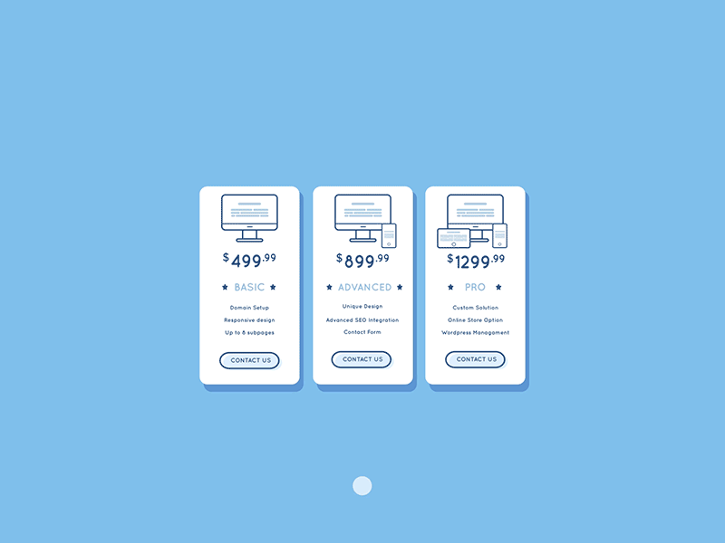 Daily UI Challange Day #30 - Pricing Table animation app dailyui icon mobile ui ux