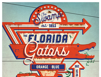 Gators Vintage Poster 2d branding illustration illustrator typography vector