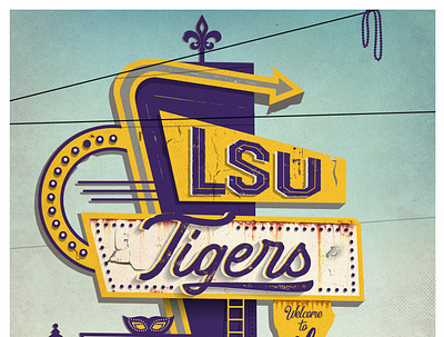 LSU Vintage Poster 2d branding design illustration illustrator typography vector