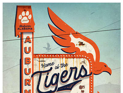 Auburn Vintage Poster 2d branding design illustration illustrator typography vector
