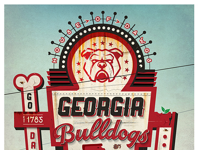 Georgia Vintage Poster 2d branding design illustration illustrator typography vector