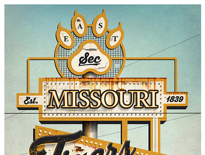 Mizzou Vintage Poster 2d branding design illustration illustrator typography vector