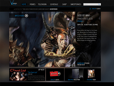Sony Vision Website background blurred characters god kratos media of playstation sony vision war website