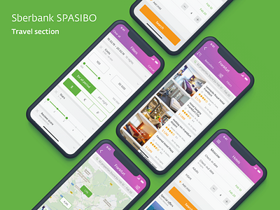 Sberbank SPASIBO: Travel Section 🏨 application bank app design hotels travel ui ux interface ios iphone x mobile