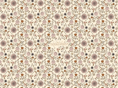 Monika Hibbs Desktop Series - September adobe autumn beige brown design desktop desktop wallpaper digital fall flower illustration illustrator ipad pro liberty liberty print photoshop pink print september vector