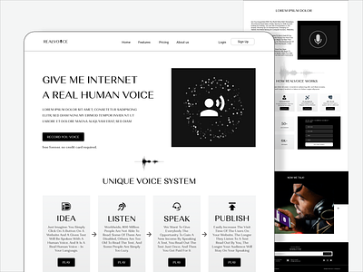 REALVOICE-Landing Page agency website graphic design landing page mobile apps design voice recoding website web page webiste ui webpage design website website design website ui ux
