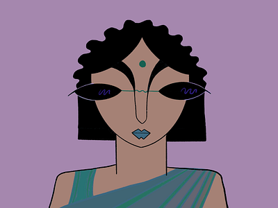 Sari Sunday badass bindi brown girl illustration india indian jamini roy rebel saree sari sunglasses
