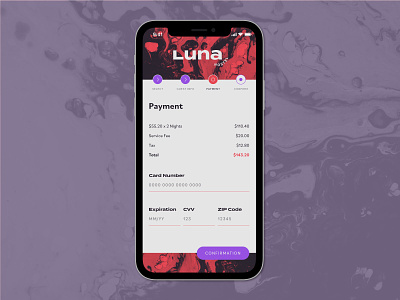 Hostel Luna brand branding checkout credit card dailyui day 2 identity interface luna lunar payment screen typography ui user experience user interface ux