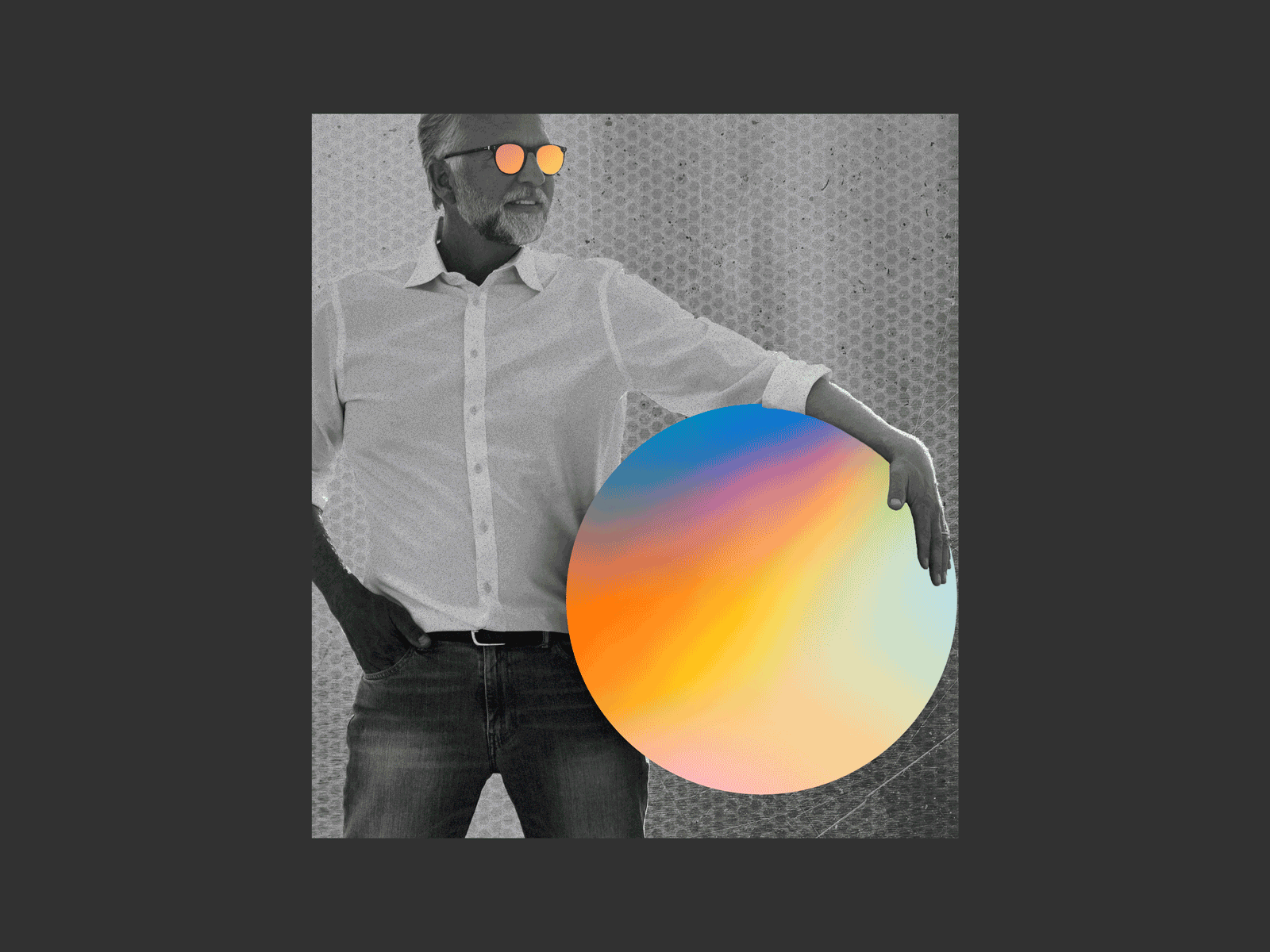 Man Holding Sphere ball calm collected cool edit gif gif animation globe gradient hold manipulation photo photography photoshop sphere sunglasses world