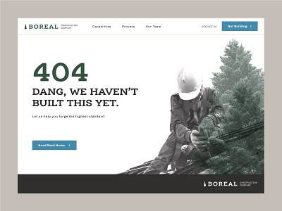 Boreal Construction 404 Page 404 404 error 404 error page 404 page branding build building construct construction forage minnesota minnesotan north northern ui ux webpage website