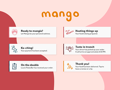 Mango alexa command dailyui delivery eat flash flash message flash messages food mangia mango notifications order siri takeout voice