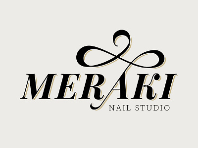 Meraki Nail Studio elegant flourish logo logotype meraki modified type nails serif wordmark