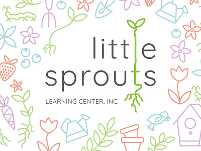 Little Sprouts Wordmark birdhouse childcare daycare fruit garden learning logo logotype sprout vector wordmark