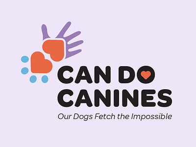 Can Do Canines Logo Redesign brand can do canines canine dog hand heart identity logo omnes paw puppy wordmark