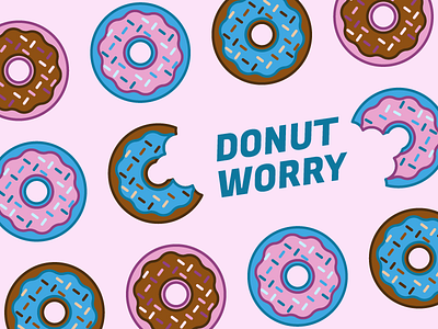 Donut Worry blue brown donut doughtnut frosting illustration illustrator pink sprinkles vector