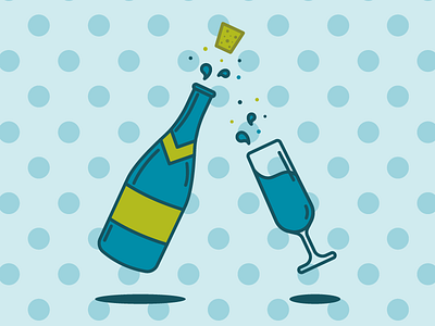 Pop Champagne birthday celebrate champagne cork dot float flute illustration illustrator polka pop shadow vector