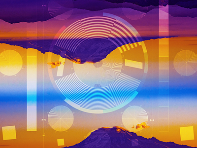 Mountains of Data experiment gradient manipulation mountain photo photoshop printing radial radio reflect space sunset