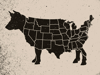 USA Cow america butcher cow illustration map meat usa