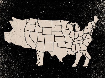 USA Pig america butcher illustration map meat pig usa