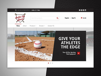 Batter Up-Sports Ecommerce Web Design ecommerce design homepage shopping sports web design webdesign website