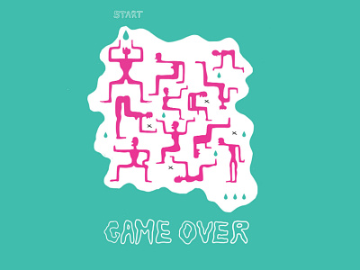Game over book bright collage design flat illustration liquid typography poster type vector
