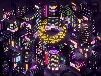 night city inspired 3d