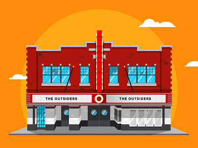 Circle Cinema building icon illustration vector