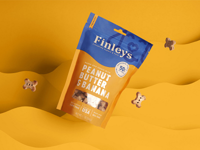 Finley's Dog Treats branding branding design colorful design modern package package design photography print design product photography simplify