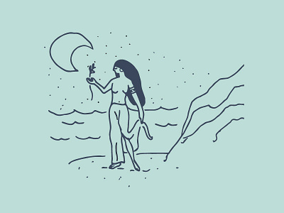 Lunar Lady beach branding design explorations identity illustration logo moon woman